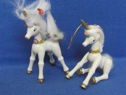 Lot of Unicorn Christmas Ornaments – Ceramic – Fabric – Wood – Good condition