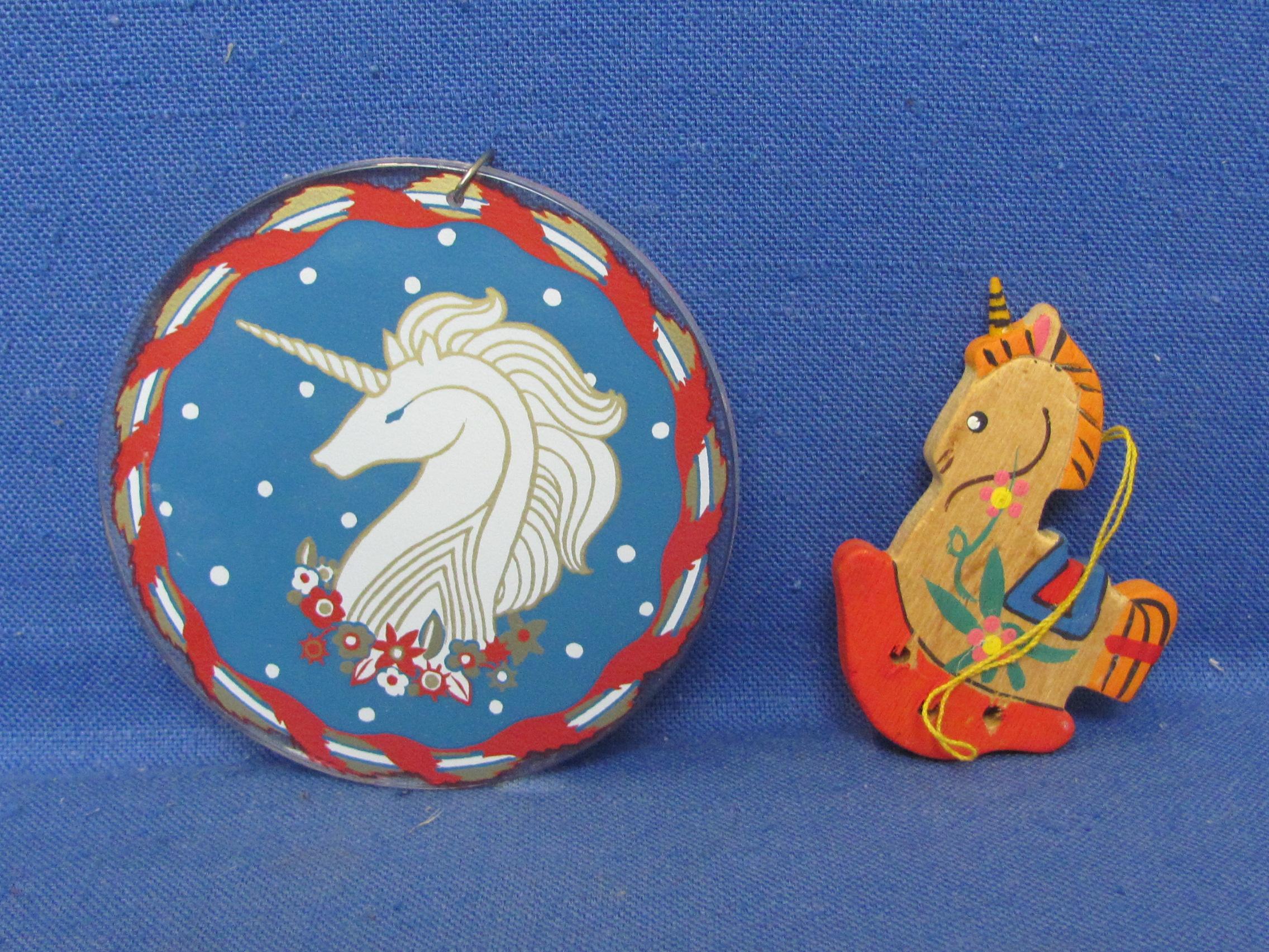 Lot of Unicorn Christmas Ornaments – Ceramic – Fabric – Wood – Good condition