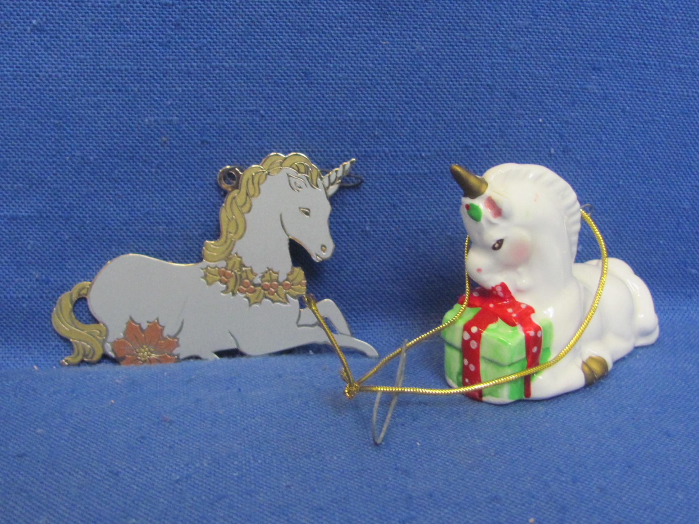 Lot of Unicorn Christmas Ornaments – Ceramic – Fabric – Wood – Good condition