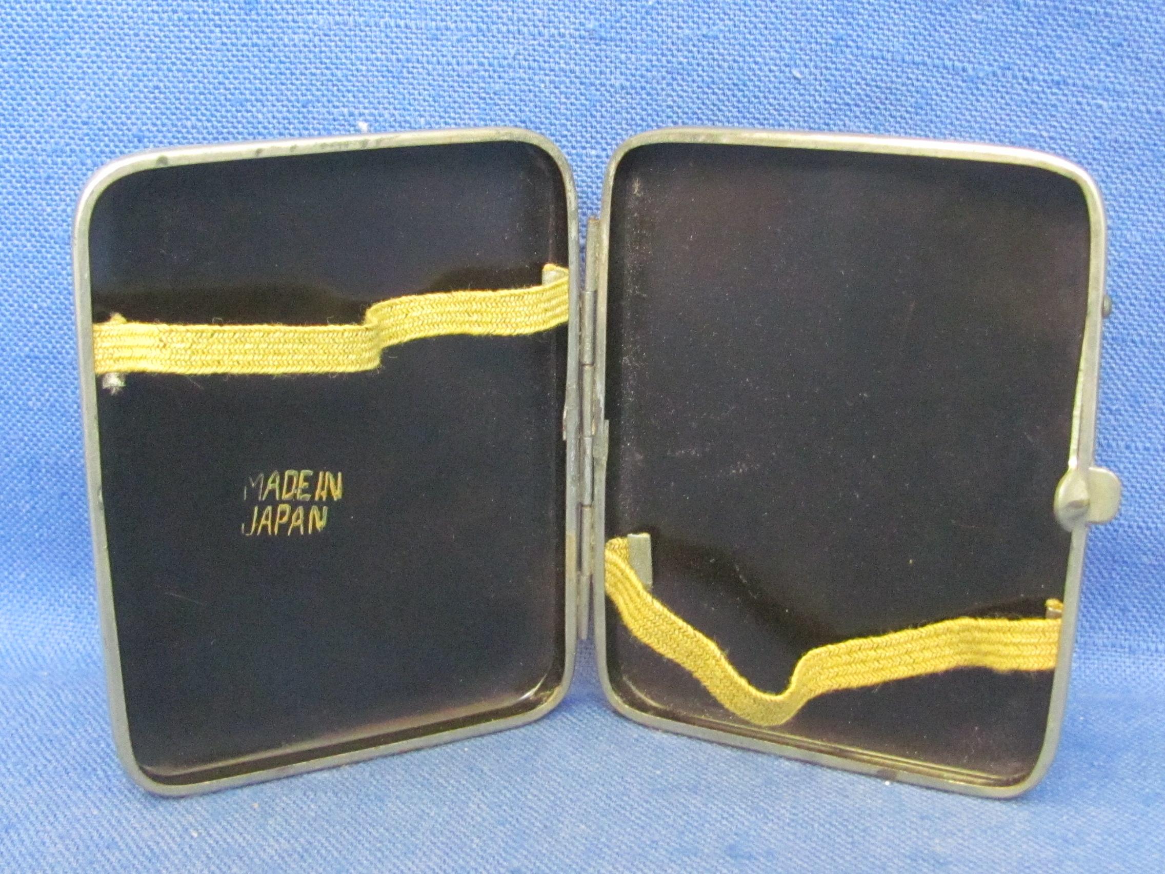 2 Cigarette Cases – 1 made of Lambskin by Bell – 1 Tin made in Japan – Some wear