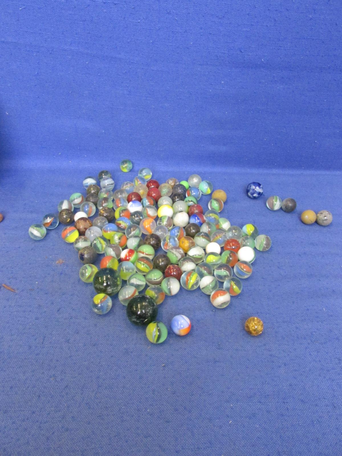 Vintage – Can Of Marbles & A Few Ball Bearings – Please Consult Pictures -