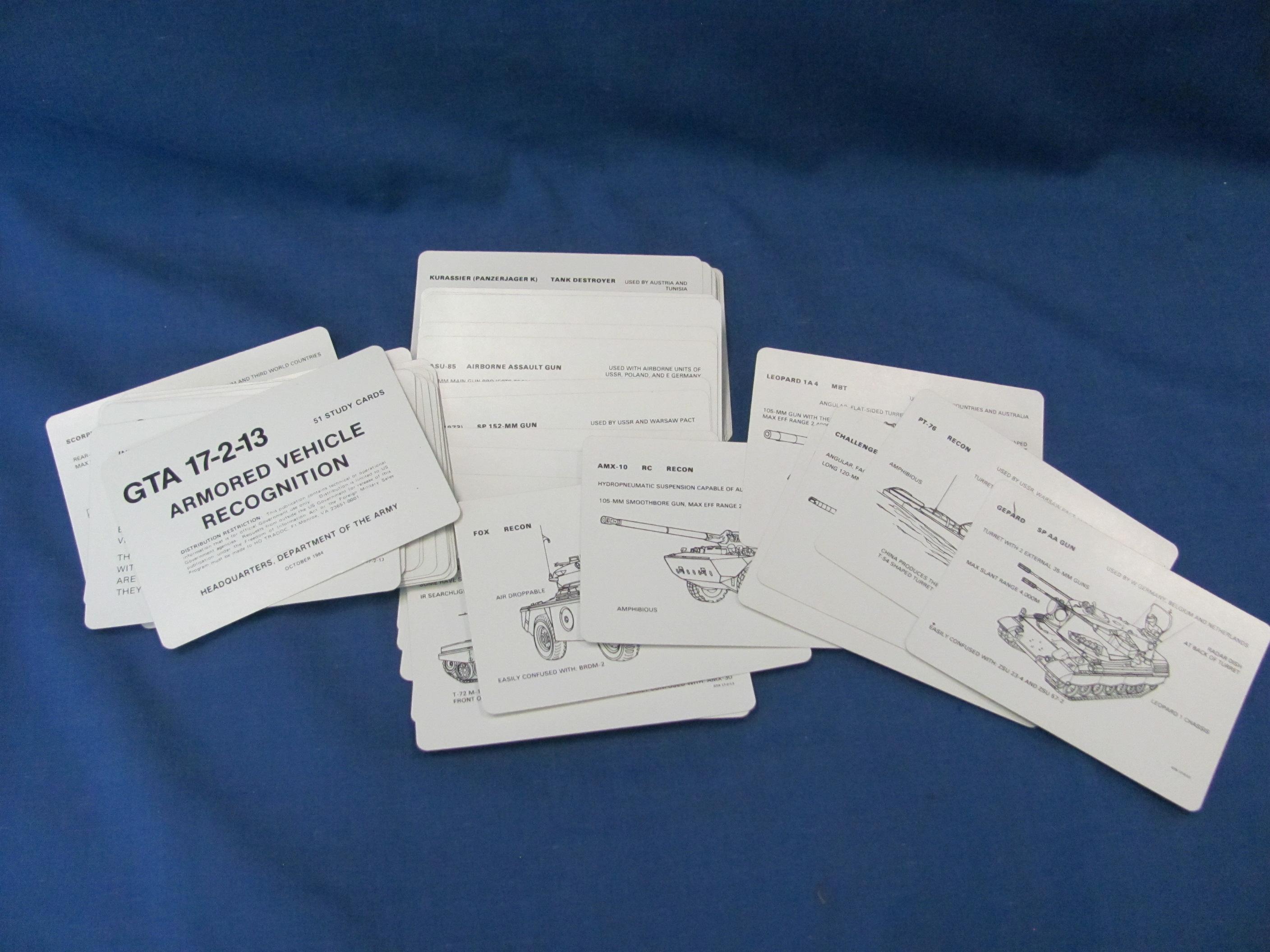 1984 U.S. Army Armored Vehicle Recognition Study Cards – Complete – Box Damaged