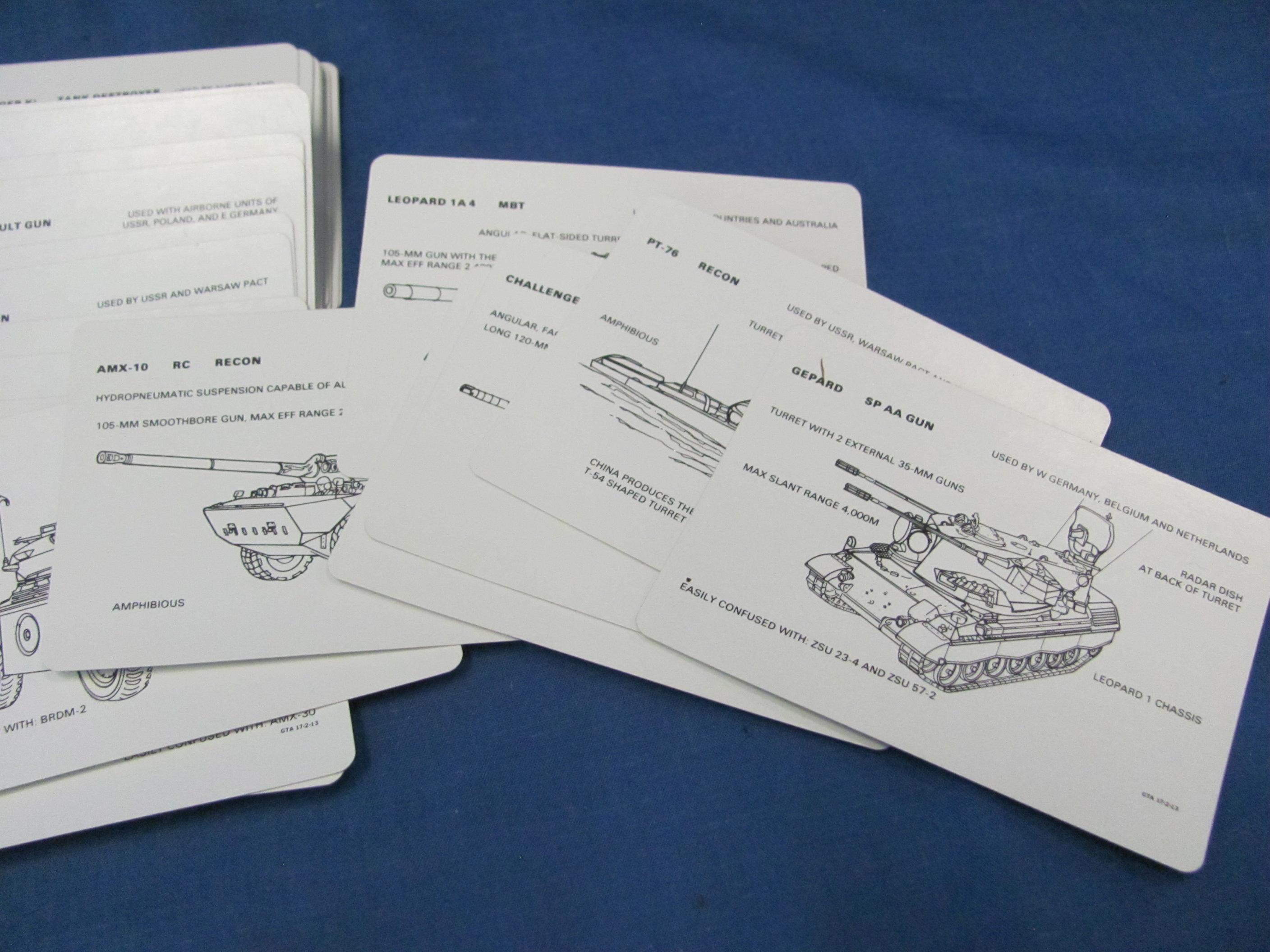 1984 U.S. Army Armored Vehicle Recognition Study Cards – Complete – Box Damaged