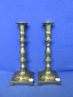 Lot Of 3 Brass Candlesticks – Pair Of Baldwin (CM) 9 3/4”H - (1) Weighted Base Candlestick 6 3/4”H