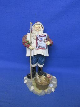 Lot Of 2 Winter/Christmas Decor – Fishing Santa 10 1/4”H x 6”L x 7 1/4”W – 1 3/4”L x 2 1/4”H Pin