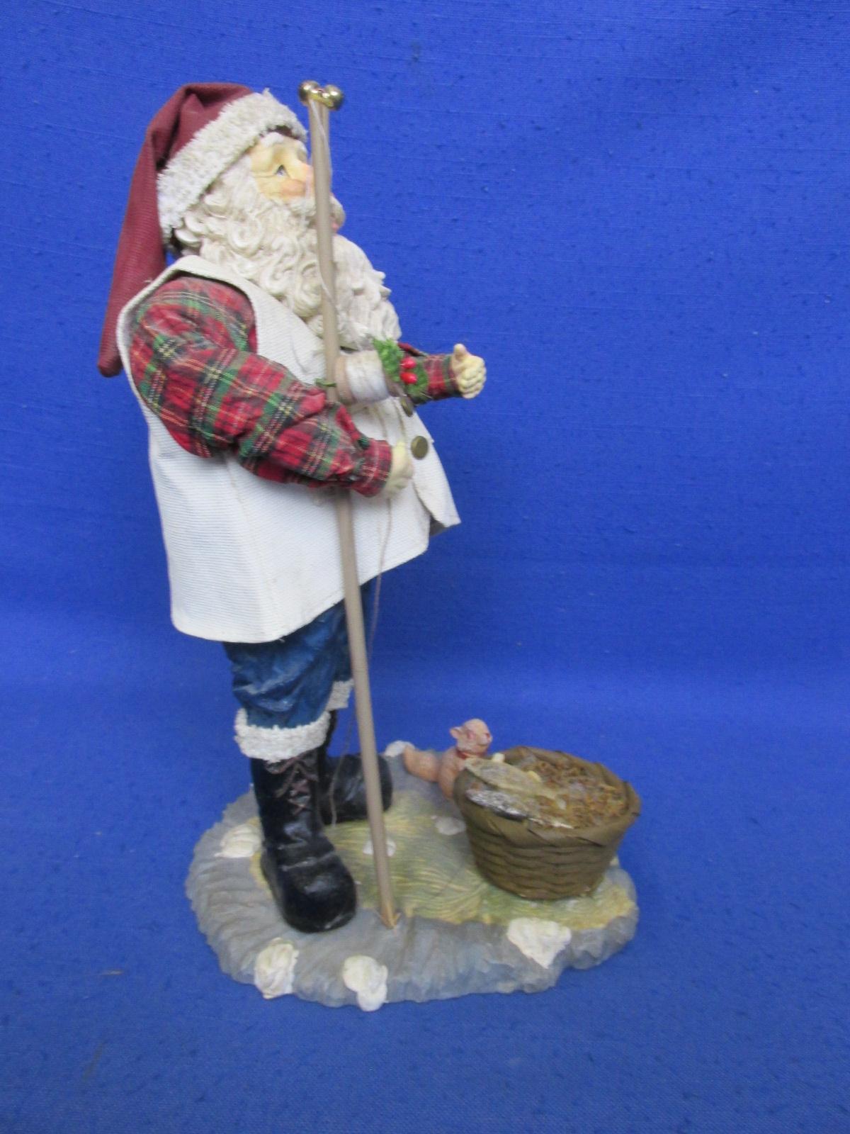 Lot Of 2 Winter/Christmas Decor – Fishing Santa 10 1/4”H x 6”L x 7 1/4”W – 1 3/4”L x 2 1/4”H Pin