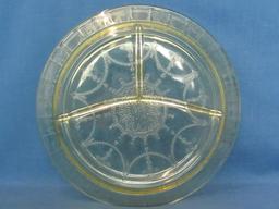 Yellow Depression Glass Divided Grill Plate – Cameo by Anchor Hocking – 10 1/2” in diameter