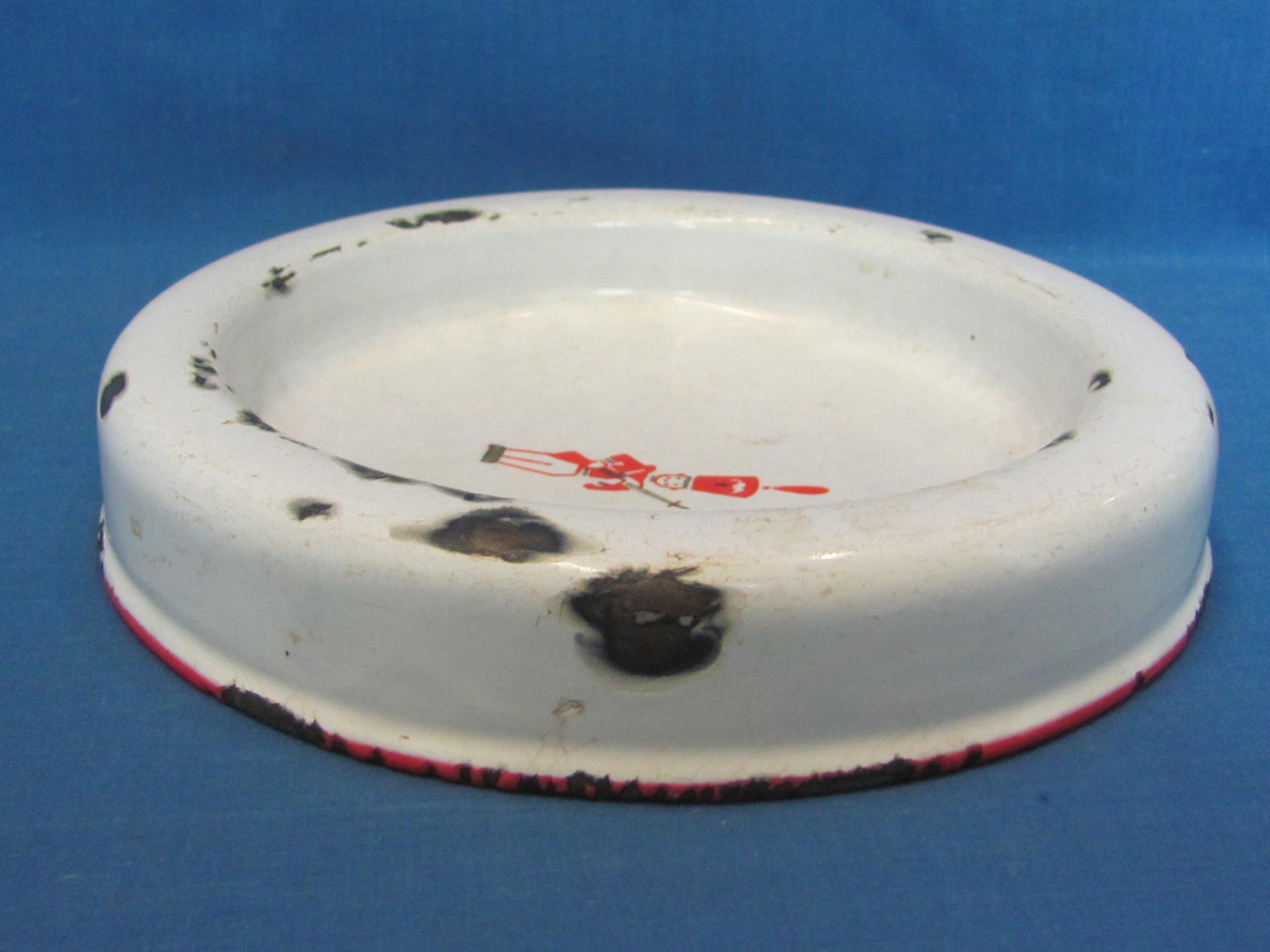 Vintage Enamel Dish – Toy Soldier in Center – Made in Sweden – 7” in diameter