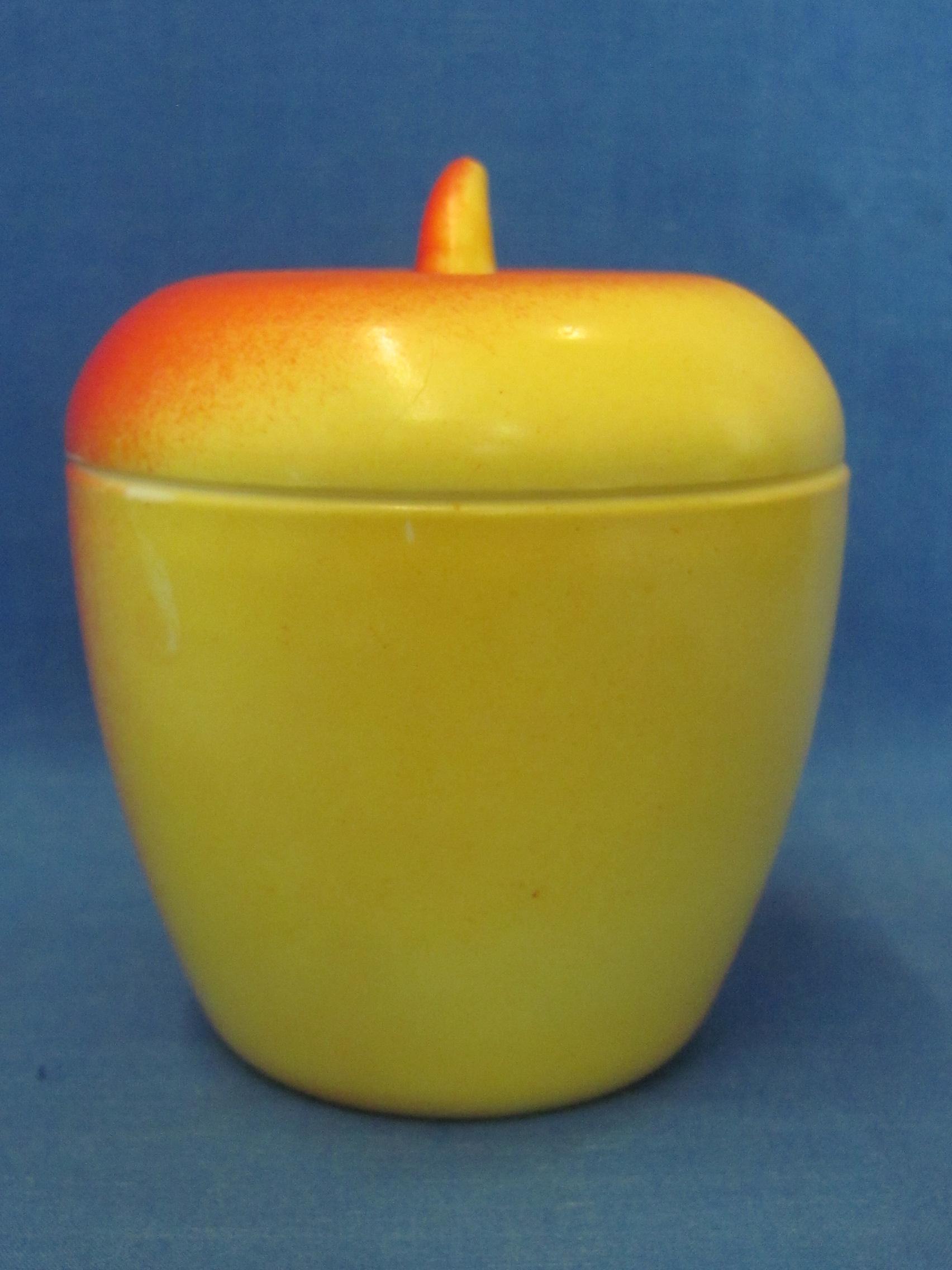 Vintage Hazel-Atlas Glass Jar – Apple in Red & Yellow – 3 3/4” tall – Very good condition