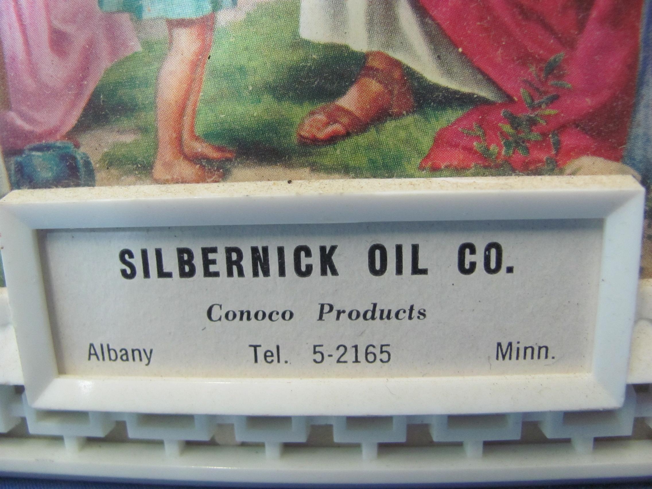 2 Vintage Advertising Pictures w/ Thermometers -Calendar on Back – John Peterson, Silbernick Oil Co.