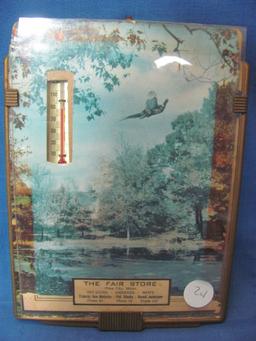 2 Vintage Advertising Pictures w/ Thermometers – The Fair Store Pine City Minn & Reverse Painted Clo