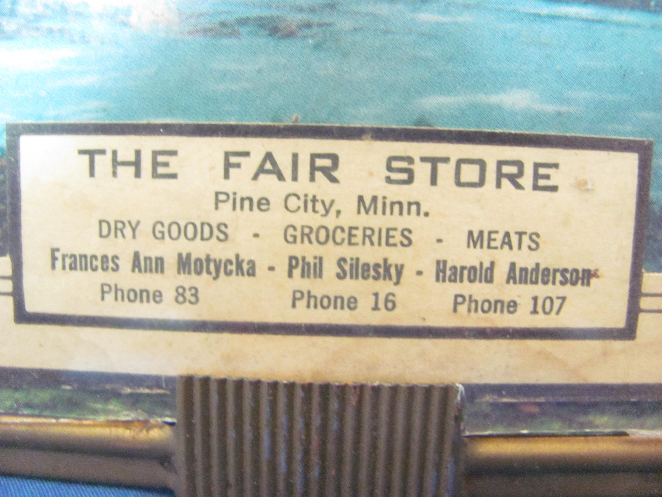 2 Vintage Advertising Pictures w/ Thermometers – The Fair Store Pine City Minn & Reverse Painted Clo