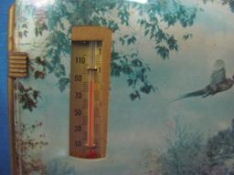 2 Vintage Advertising Pictures w/ Thermometers – The Fair Store Pine City Minn & Reverse Painted Clo