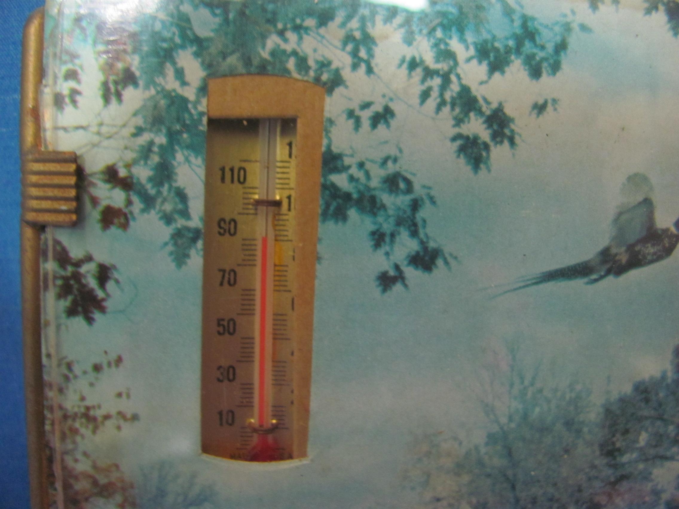 2 Vintage Advertising Pictures w/ Thermometers – The Fair Store Pine City Minn & Reverse Painted Clo