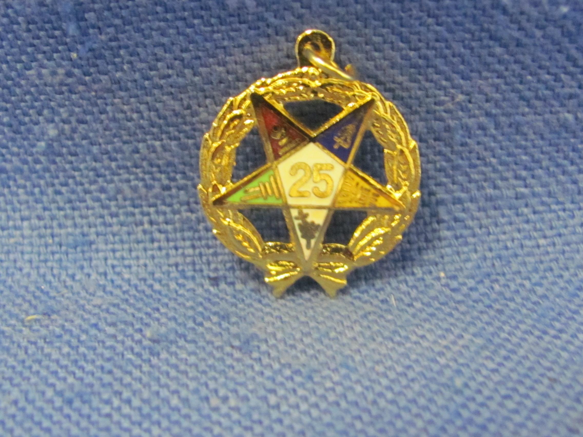 Masonic Gold Plated 25 Year Medallions Pendants – 3/4” D – As Shown