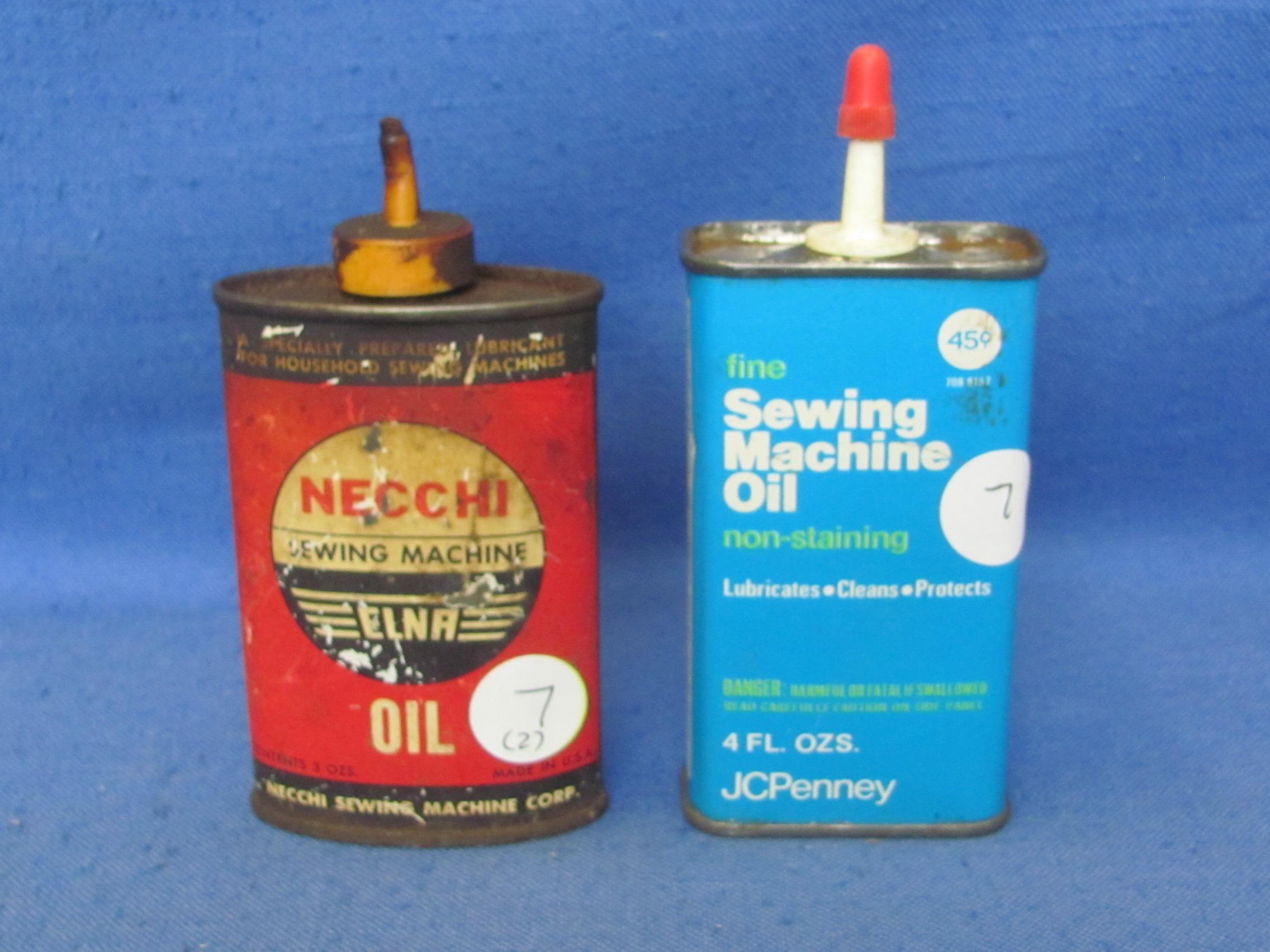 Necchi & JC Penny's Sewing Machine Oil Cans – 3 & 4 oz – Some Contents