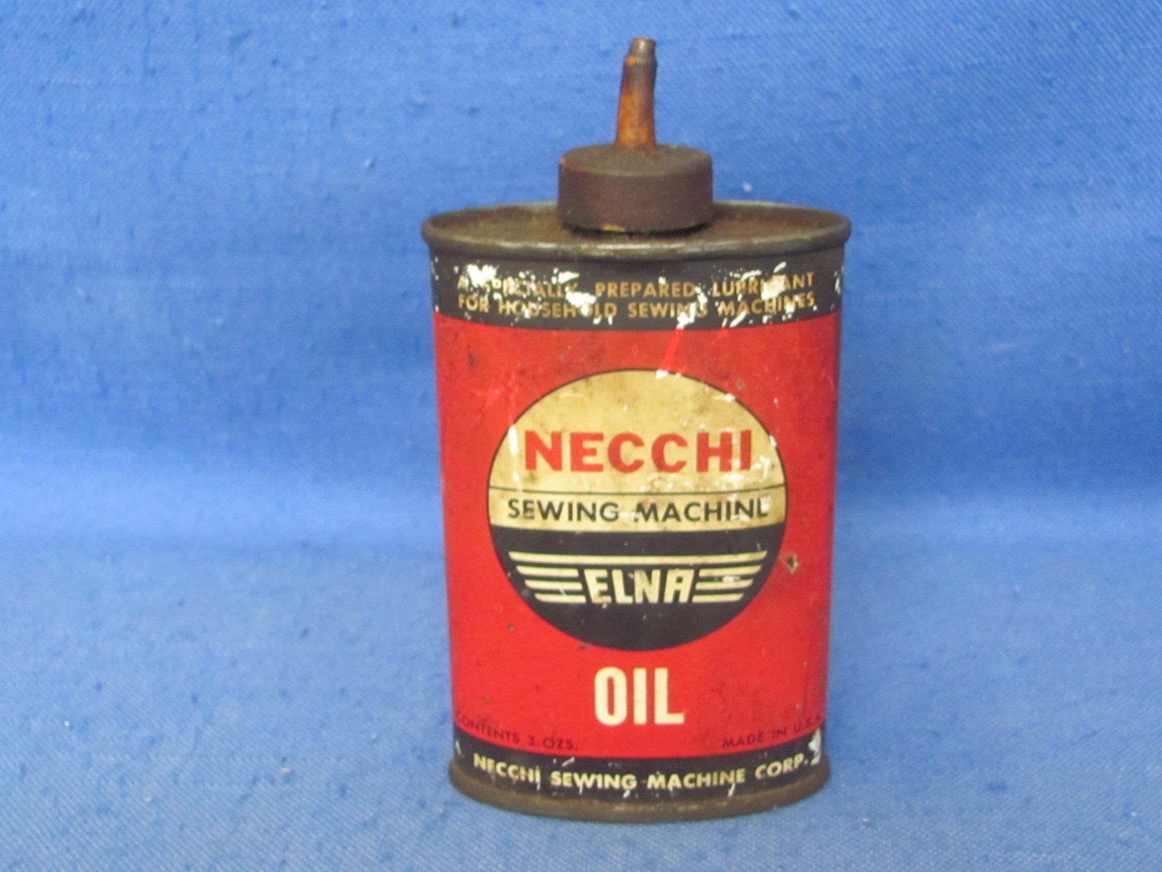 Necchi & JC Penny's Sewing Machine Oil Cans – 3 & 4 oz – Some Contents