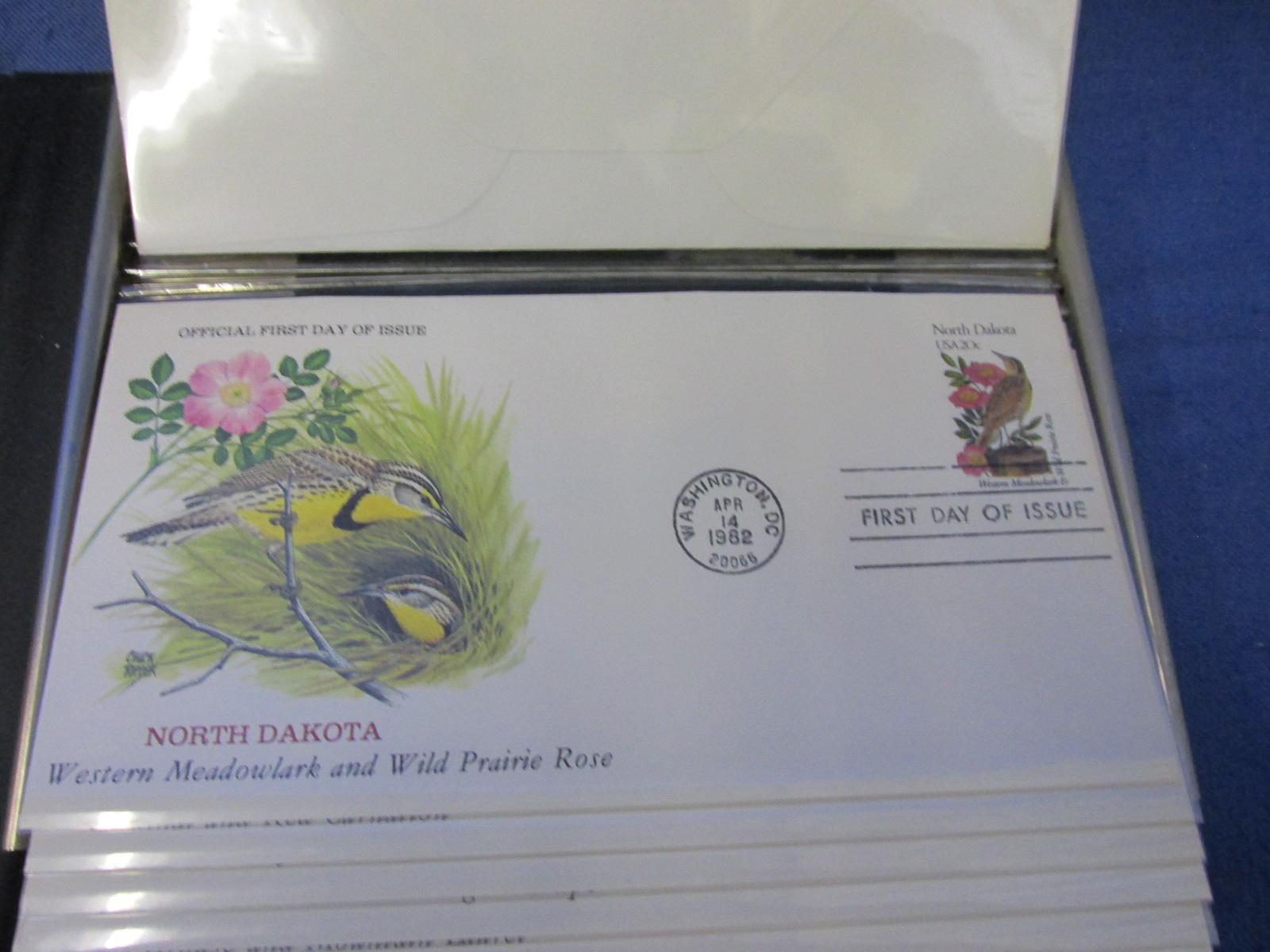 Vintage Book 1982 Official Collection Birds & Flower Of Our Fifty States “50-Envelope & Stamp” -