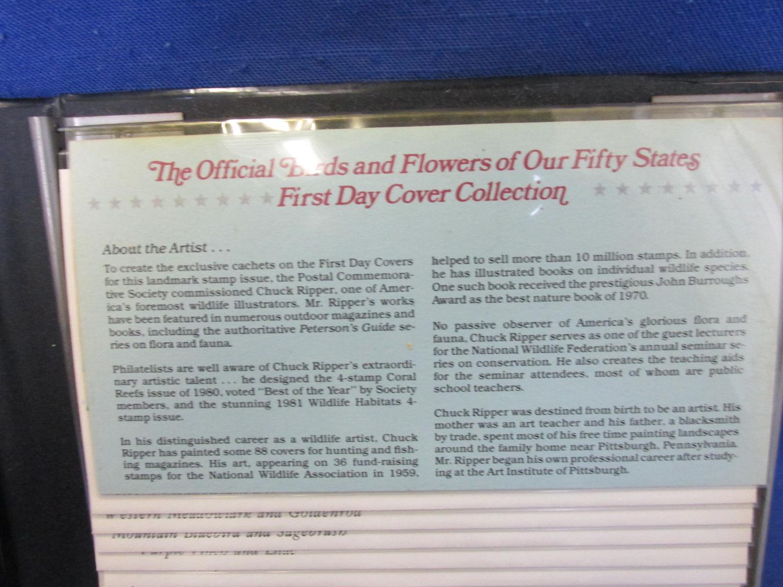 Vintage Book 1982 Official Collection Birds & Flower Of Our Fifty States “50-Envelope & Stamp” -