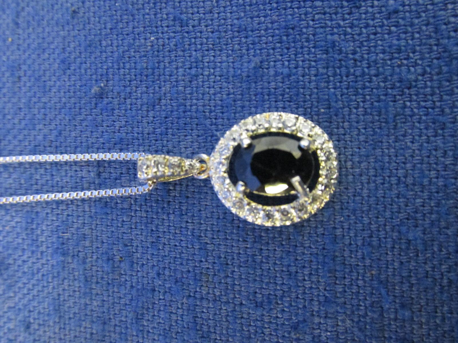 Sterling Silver Chain & Pendant Gem? Has A Scratch Or Crack – Please Consult Pictures -