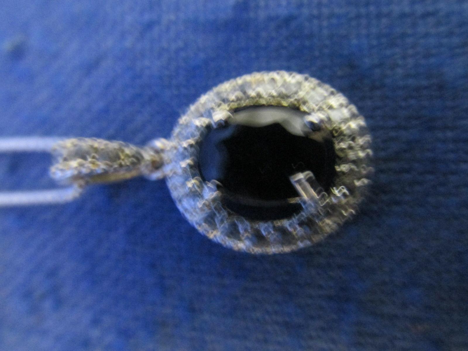 Sterling Silver Chain & Pendant Gem? Has A Scratch Or Crack – Please Consult Pictures -