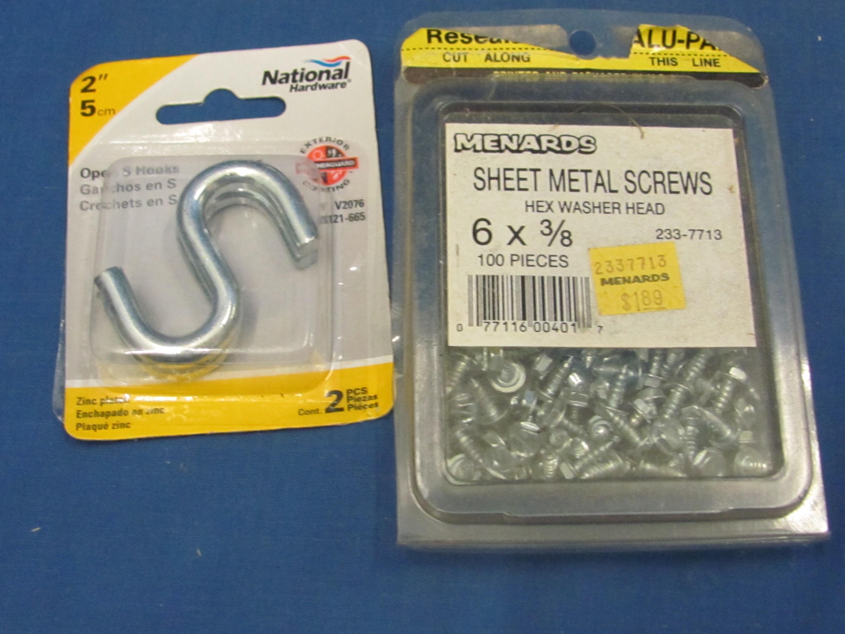 Hardware – Nails – Nuts & Bolts – Hooks – Chain – Lots Of Unused Items – 36 Pounds