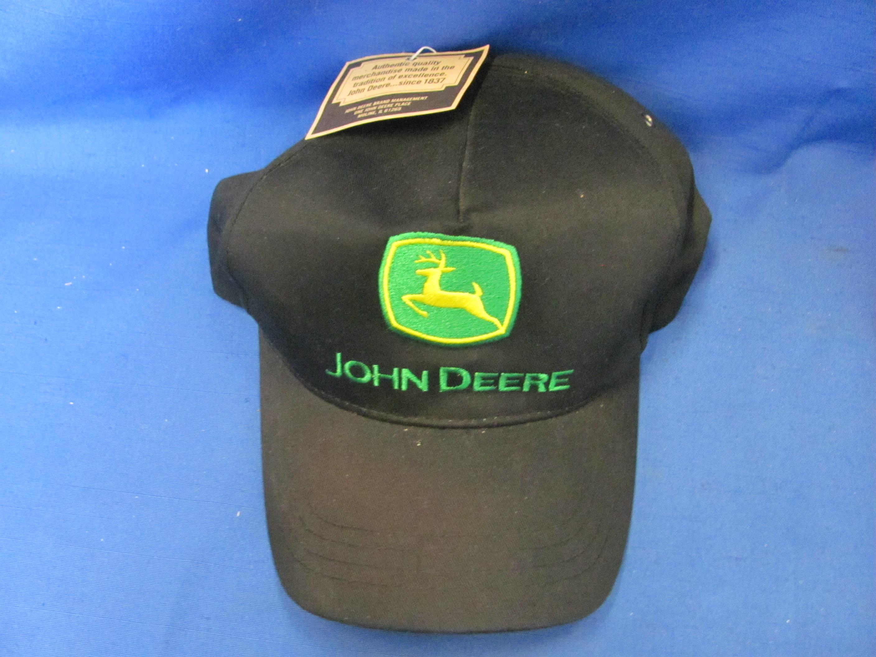 6 Adult Size Adjustable Ball Caps – 3 New w/ Tags: Winchester, John Deere, Nascar M&Ms, Case IH, Pio