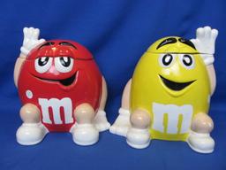 2 M&M Cookie Jars: Red & the Yellow Peanut M&M –Appx 8 & 10” Tall