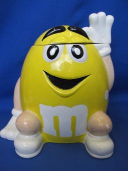 2 M&M Cookie Jars: Red & the Yellow Peanut M&M –Appx 8 & 10” Tall