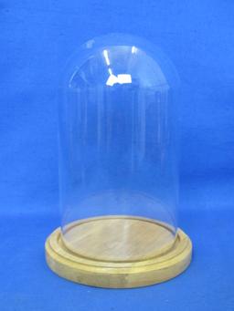 Glass Display Dome with Wood Base – Dome is 7” tall – Base is 5” in diameter