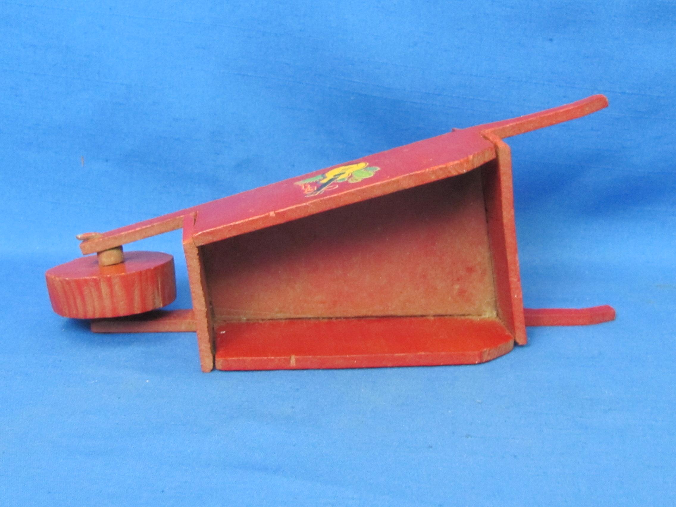 2 Decorative Wood Wheelbarrows – 1 Painted Red – Both about 10 1/2” long – Great Displays
