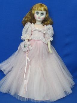 Vintage Plastic Madame Alexander Doll – Bridesmaid in Pink Dress – 17” - Missing Hat