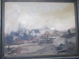 Vintage 1966 Framed Artwork Of Robert Fifield An Abstract Oil Painting Called “Foggy Morning” -