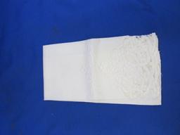 Vintage Lot Of Linens 1-White lace Applique 20”L x 13”W & 1-Embroidered 15”L x 11”W – 4 Doilies -