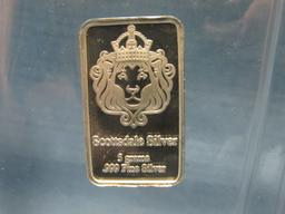 Lot of five Scottsdale Silver 5 gram bars (.9999 Silver)