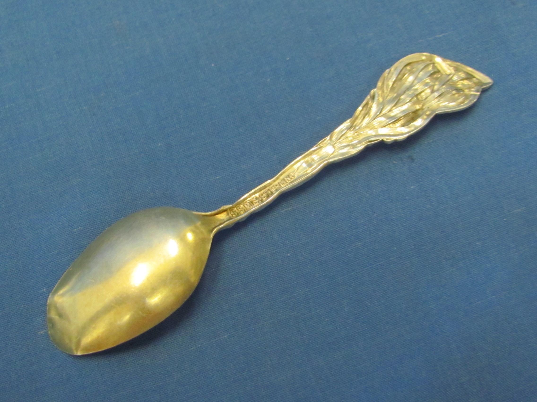 Sterling Silver Spoon “Court House Anaconda Mont.” - Indian Chief among Cornfields