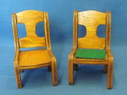 Wood Doll Furniture – Table & 2 Chairs – Hutch & Pail – Hutch is 6 1/8” tall