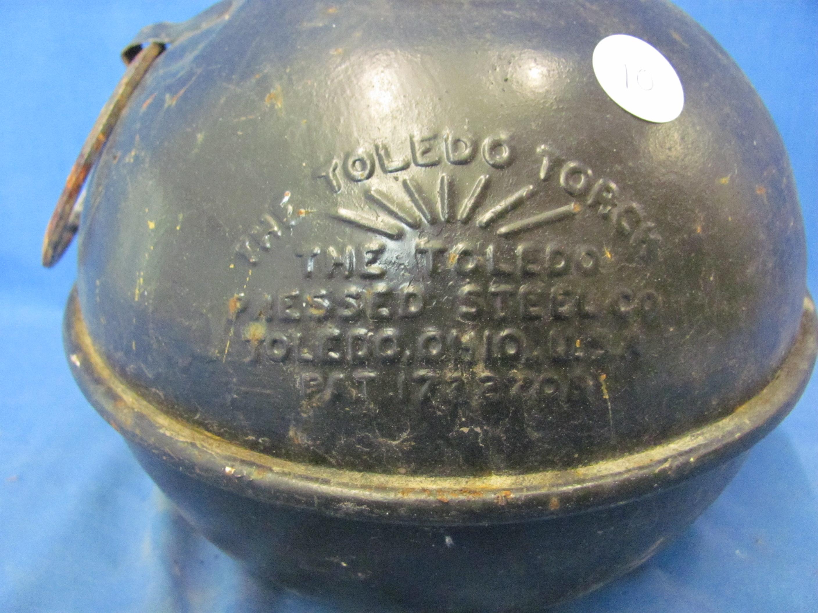 Toledo Torch Smudge Pot – 7 1/4” T – Embossed Print – Missing Cap – Bottom Dent