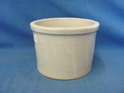 Stoneware Crock With Cover – 5 1/4” T – 6” D – No Markings – Mfg. Flaws - As Shown