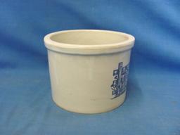 Stoneware Crock With Cover – 5 1/4” T – 6” D – No Markings – Mfg. Flaws - As Shown