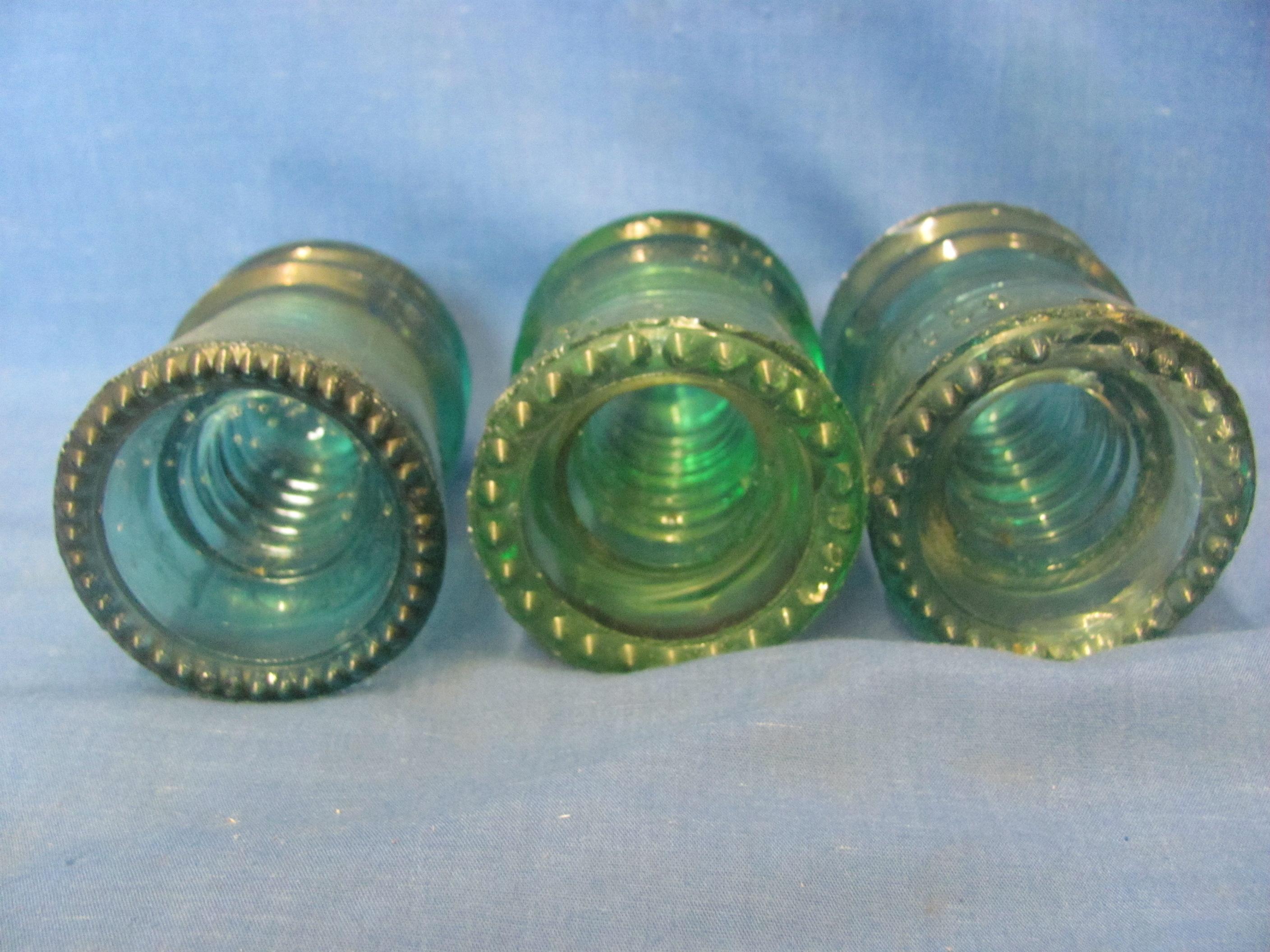 Hemingway & Brookfield Glass Insulators (17) – Olive Green - Cobalt Blue – Clear – Blue