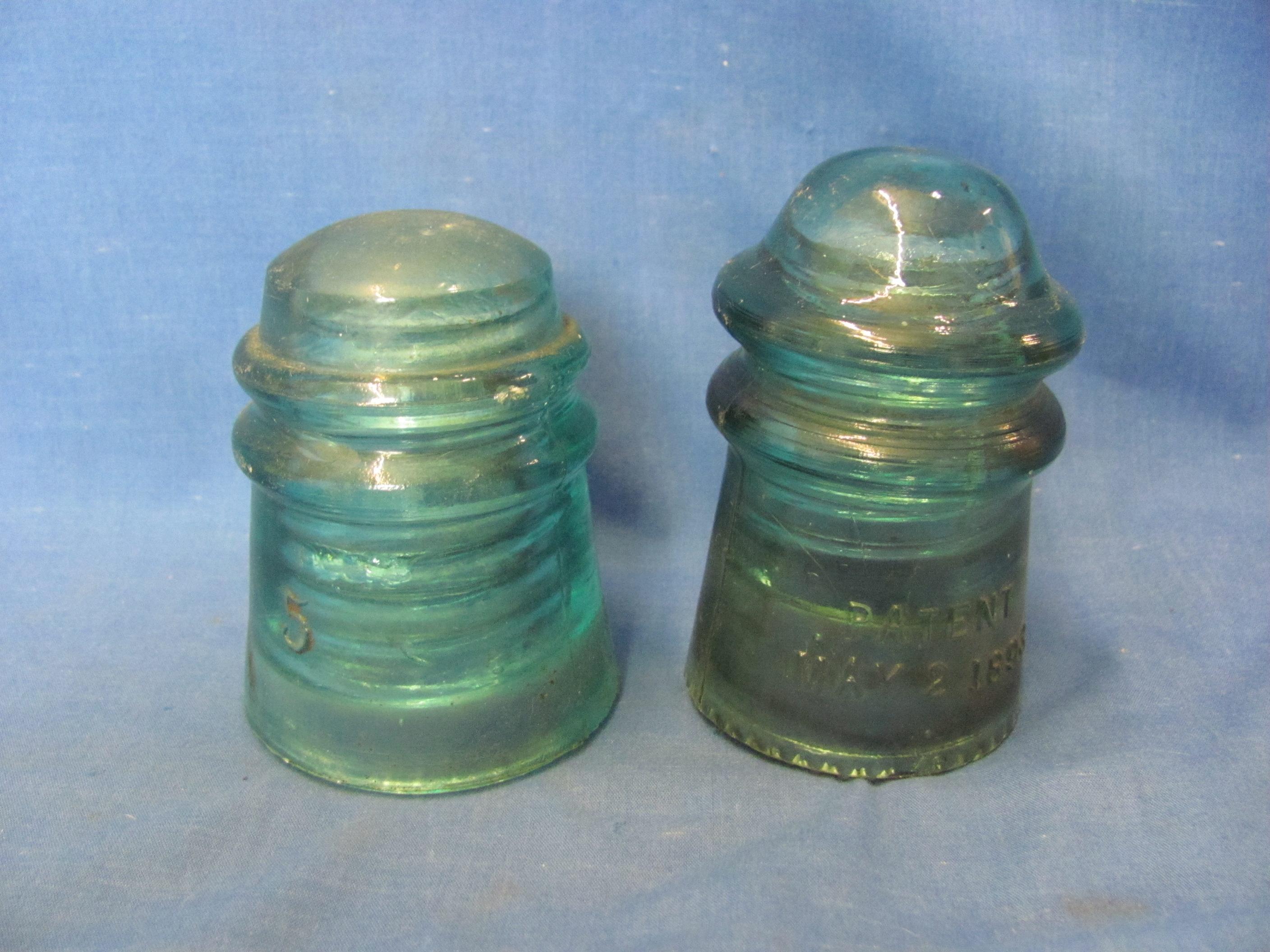 Hemingway & Brookfield Glass Insulators (17) – Olive Green - Cobalt Blue – Clear – Blue