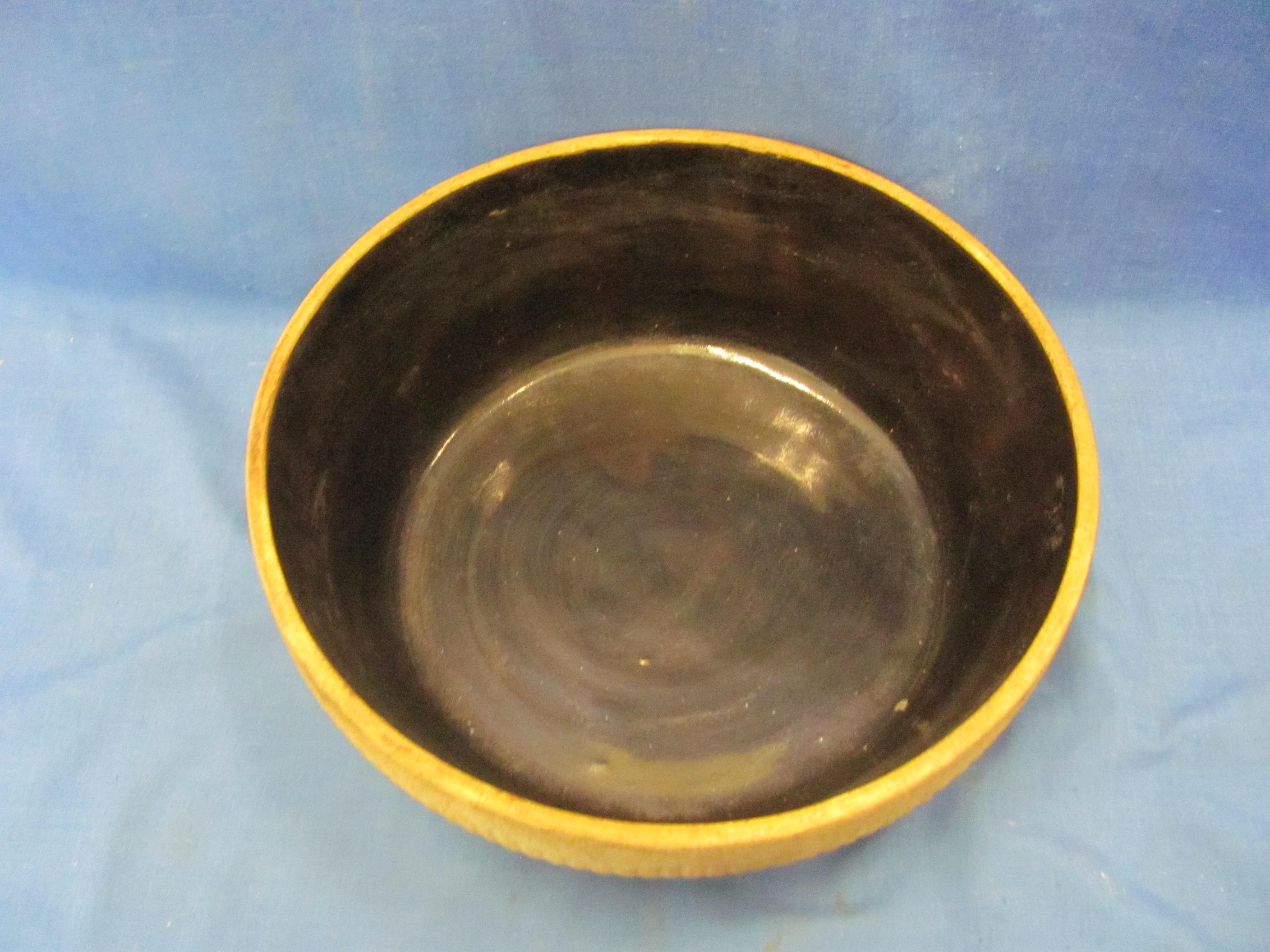 1930's Cook Rite Glazed Stoneware Bowl – 3 5/8” T – 9 7/8” D – Bottom Marked