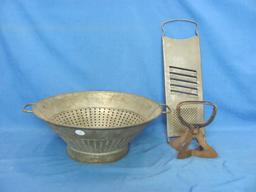 Metal Kitchen Ware – Grater – Food Chopper – Colander Strainer – As Shown