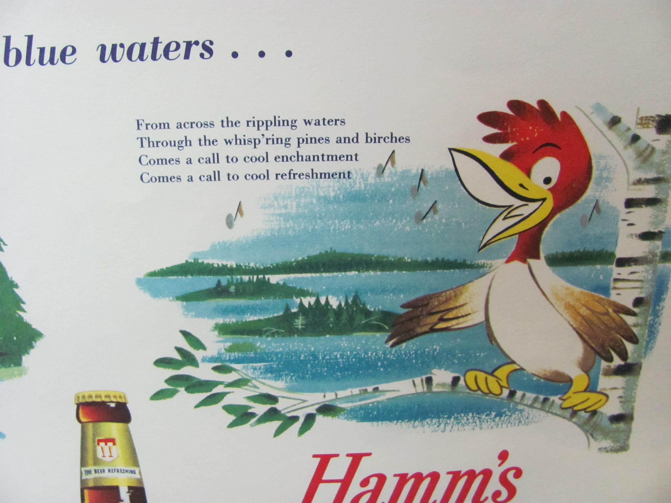 Hamm's Beer Lyric Paper Placements (5) – 9 7/8” x 14 7/8” - As Shown