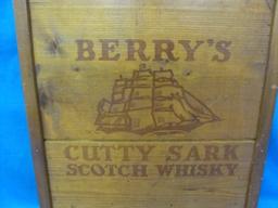 Berry's Cutty Sark Scotch Whiskey Wood Sign – 12 5/8” x 14 5/8” - As Shown