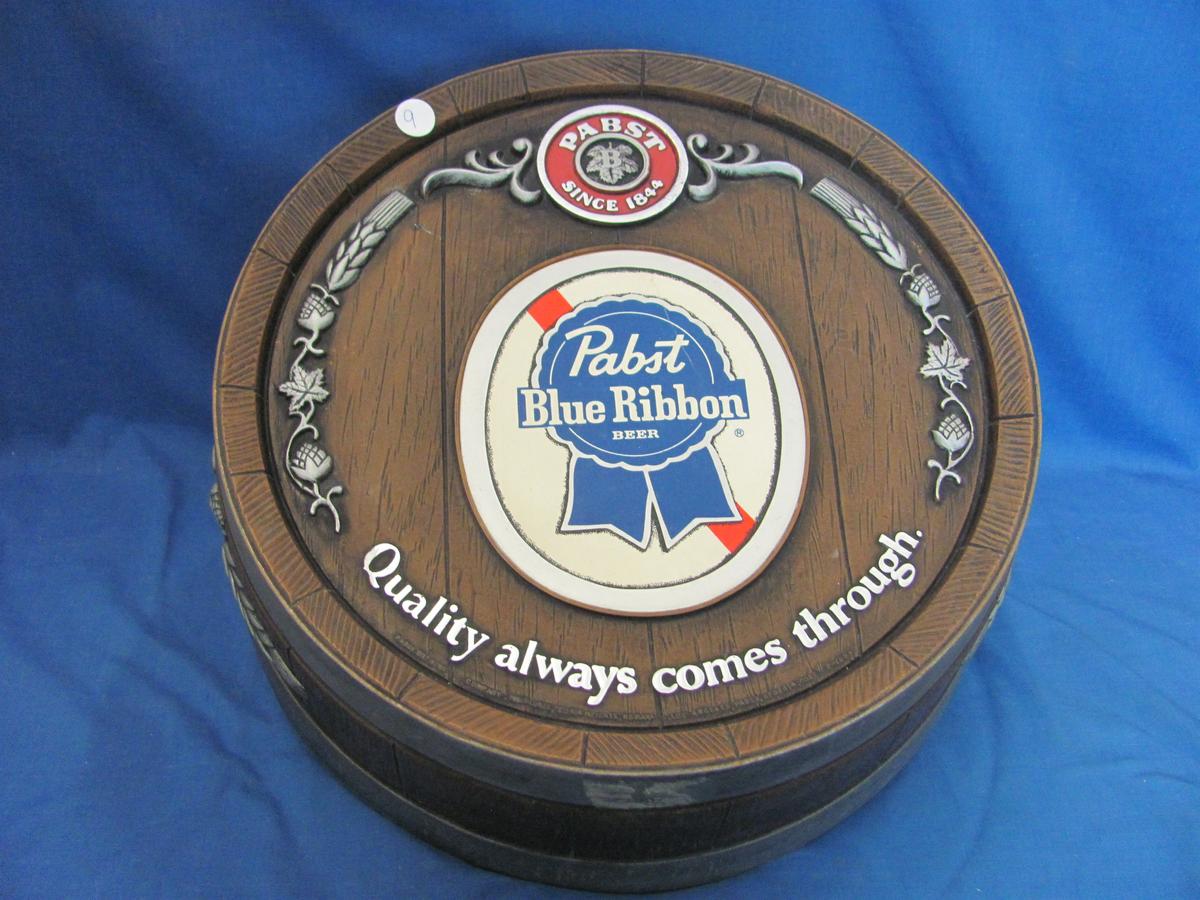 Pabst Blue Ribbon Beer Plastic Half Barrel Sign - #P1624 – 13 7/8” Top D -