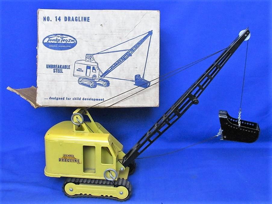 Vintage 1961 Tonka #14 Dragline In Original Box (Tag Says $3.27) Mound, MN – Looks Complete -