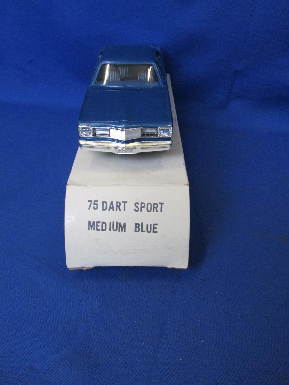 Vintage Dealer Promo In Original Box Featuring “1975 Dodge Dart Sport In Medium Blue” - Nice -