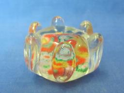 Lot of 4 Small Glass Paperweights – 1 Animal, Bear? Tallest is 2 1/4” - Good condition